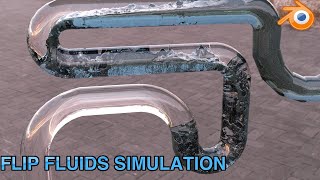 BLENDER FLIP FLUIDS SIMULATION - water running through a transparent pipe - physics screenshot 4