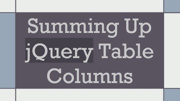 Summing Up jQuery Table Columns