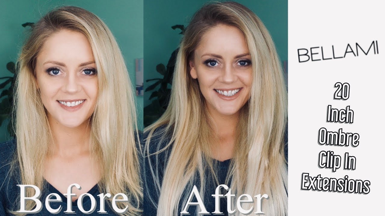 Bellami Ombre Clip In Extensions Unboxing Try On 20 Inch 18