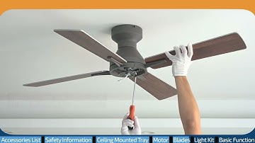 Installation Guide of Amico Ceiling Fans with Lights, 44 inch Flush Mount Ceiling Fan with Light
