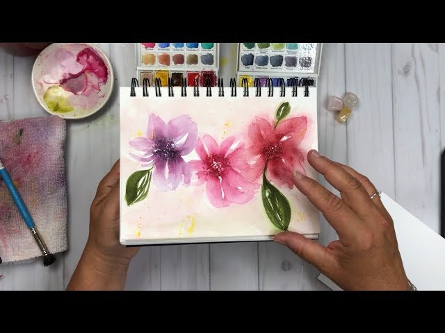 Washy Watercolor Florals Using a Bee Paper Company Watercolor Journal -  Indigojade Creative