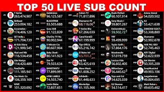 🔴 Top 50 Most Subscribed YouTube Channels - Live Sub Count