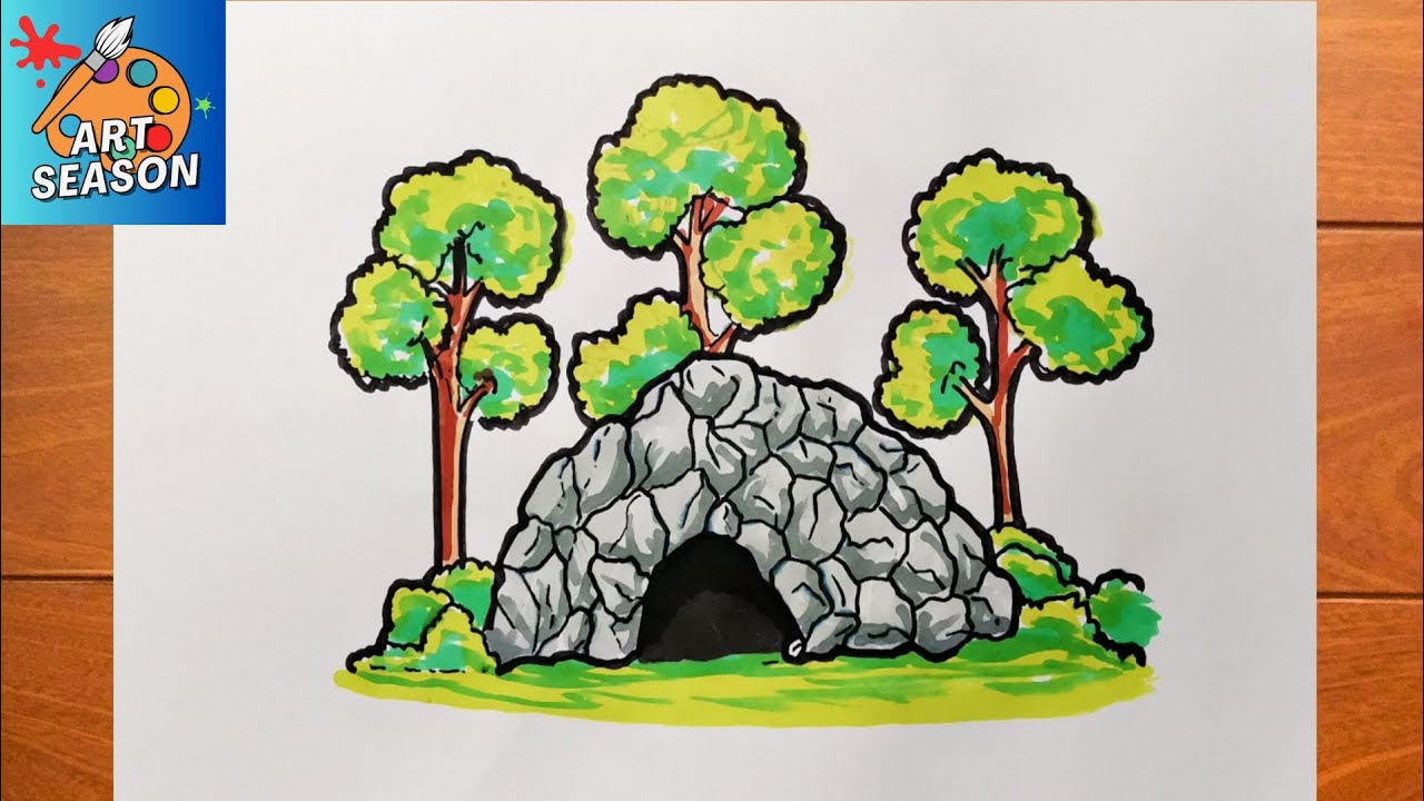 How to Draw a Cave Step by Step - YouTube
