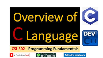 Programming Fundamentals (02)| Overview of C Language| by Arfan Shahzad