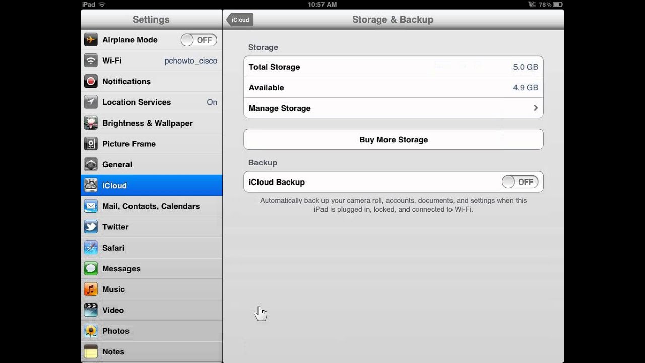 Apple iPad Activate Automatic iCloud Backup YouTube