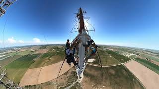Broadcast Crew and Ericsson Air Crane remove 16,000lb antenna from 1,000' tower