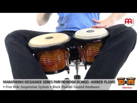 Marathon© Designer Series FWB190 Wood Bongo - Amber Flame