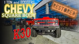 ONE TON LIFTED CHEVROLET SQAURE BODY K30 ON BOGGERS FULLY RESTORED | WALK THROUGH