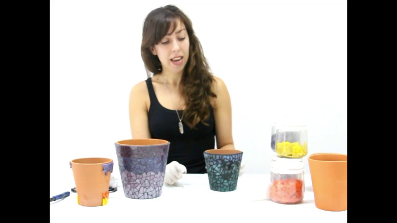 Macetas con venecitas. Euge Profe de nuestro taller nos enseña esta  técnica para hacer en Mosaico.