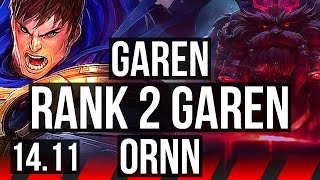 GAREN vs ORNN (TOP) | Rank 2 Garen, 4/0/1 | TR Challenger | 14.11