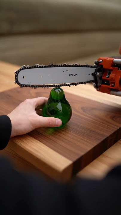 Cutting a Glass Pear with a Chainsaw ASMR 🍐 #asmr #satisfying #glasscutting #ai #aiart
