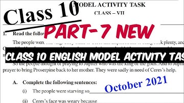 English Class 10 Model Activity Task Part 7 | October -2021