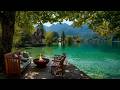 The Most Peaceful Summer Lake View Cozy Cabin Birds Chirpings Campfire Ambience 