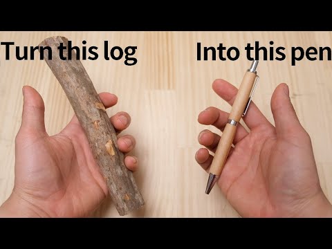 DIY ツツジの枝からペンを作る！ I trun a log into a pen.