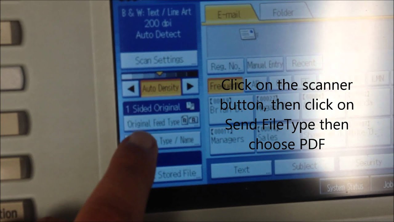 How to change Ricoh scan settings from JPG to PDF