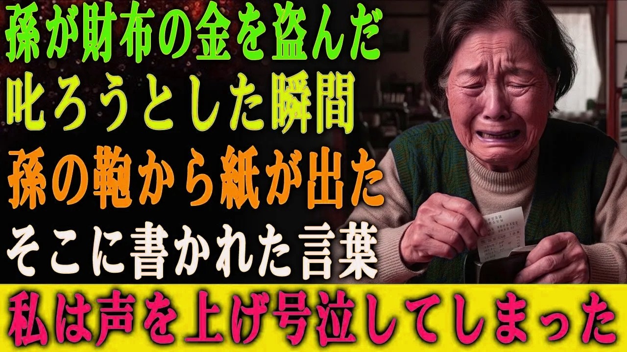 私の財布からお金を盗んだ孫を叱ろうとしたその瞬間、 孫のかばんから出てきた一枚の紙を目にして、 私は思わず号泣してしまった。