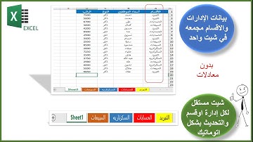 تقسيم بيانات شيت اكسل الي شيتات منفصلة وتسمية وتحديث بيانات كل شيت بشكل اتوماتيك بدون معادلات