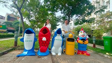 Mẫu thùng rác con thú nhựa composite đẹp cho trường học, công viên