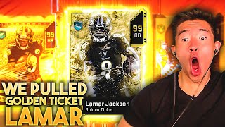 WE PULL A GOLDEN TICKET.. TWICE! WE PULL GOLDEN TICKET LAMAR JACKSON! Madden 20