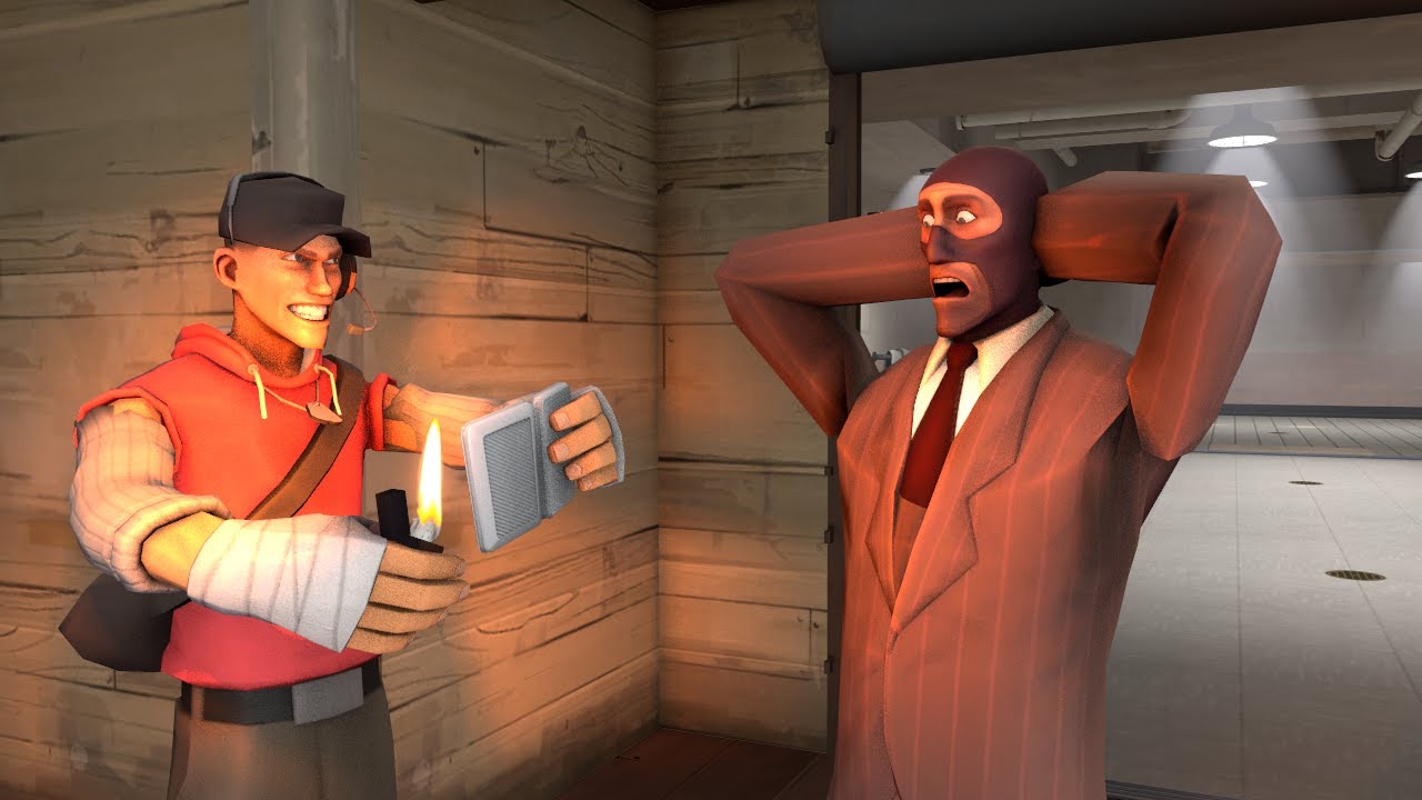 [SFM] Scout burns spy's cigarettes (TF2 15.ai)
