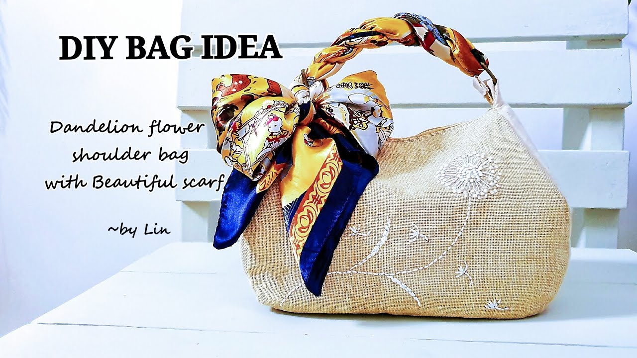 DIY BAG IDEA / Dandelion flower shoulder bag with Beautiful scarf 수제 패키지 교육  과정 / 手作りパッケージ教育プロセス 