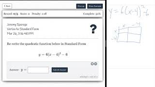 Delta Math: Vertex to Standard Form