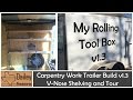 Carpentry Work Trailer Build 1.3 V Nose Shelving Unit and Tour of the Mobile Workshop