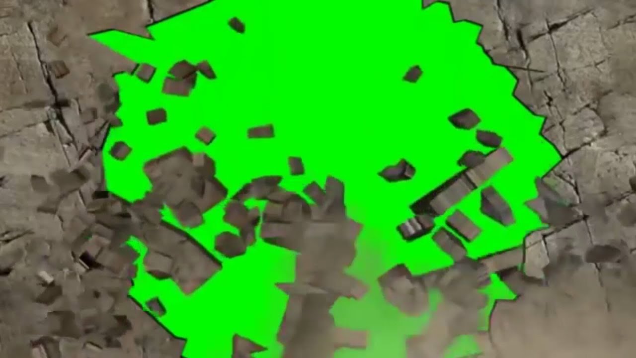 Wall break green screen hd video wall accident green screen video ...