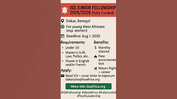 Women ISS Junior Fellowship 2025 2026 Fully Funded Dakar Senegal For Young West Africans Women 