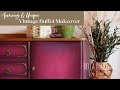 Amazing & Unique Purple Vintage Buffet Makeover Using Chalk Mineral Paint