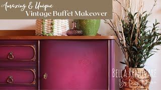 Amazing & Unique Purple Vintage Buffet Makeover Using Chalk Mineral Paint