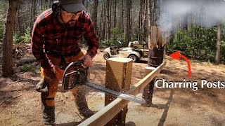 Charring Wood (Shou Sugi Ban) for Sawmill Log Deck Build