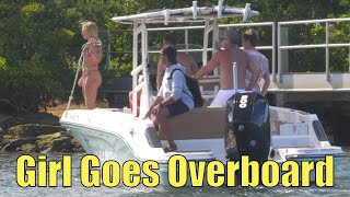 Girl Gets Tossed Overboard She Is Not Happy Miami Boat Ramps Wavy Boats Broncos Guru