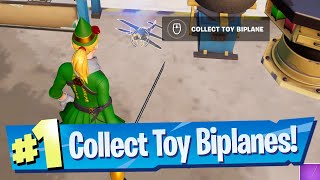Collect Toy Biplanes at Condo Canyon, Greasy Grove or Sleepy Sound Location - Fortnite