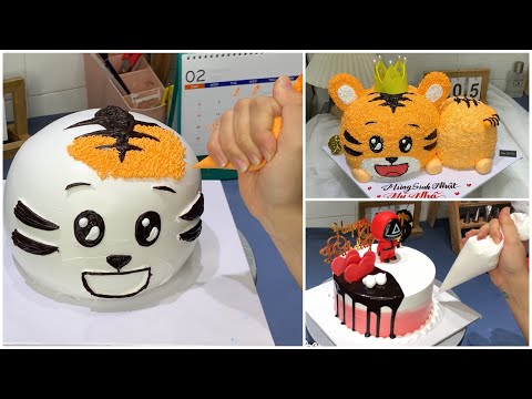 Video Làm bánh kem Con Hổ 3D , bánh kem squid game - youtube