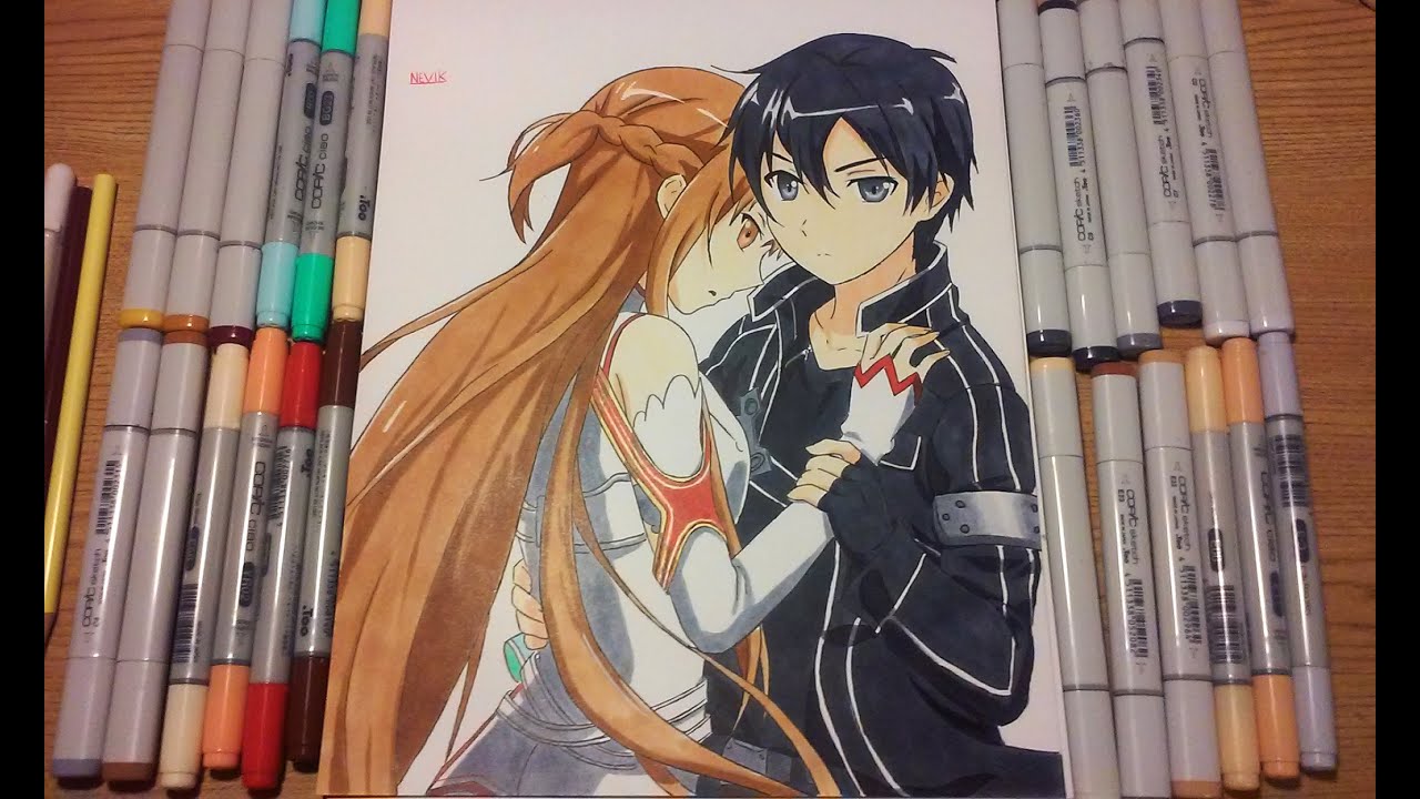 Speed Draw- Asuna and Kirito (SAO) 