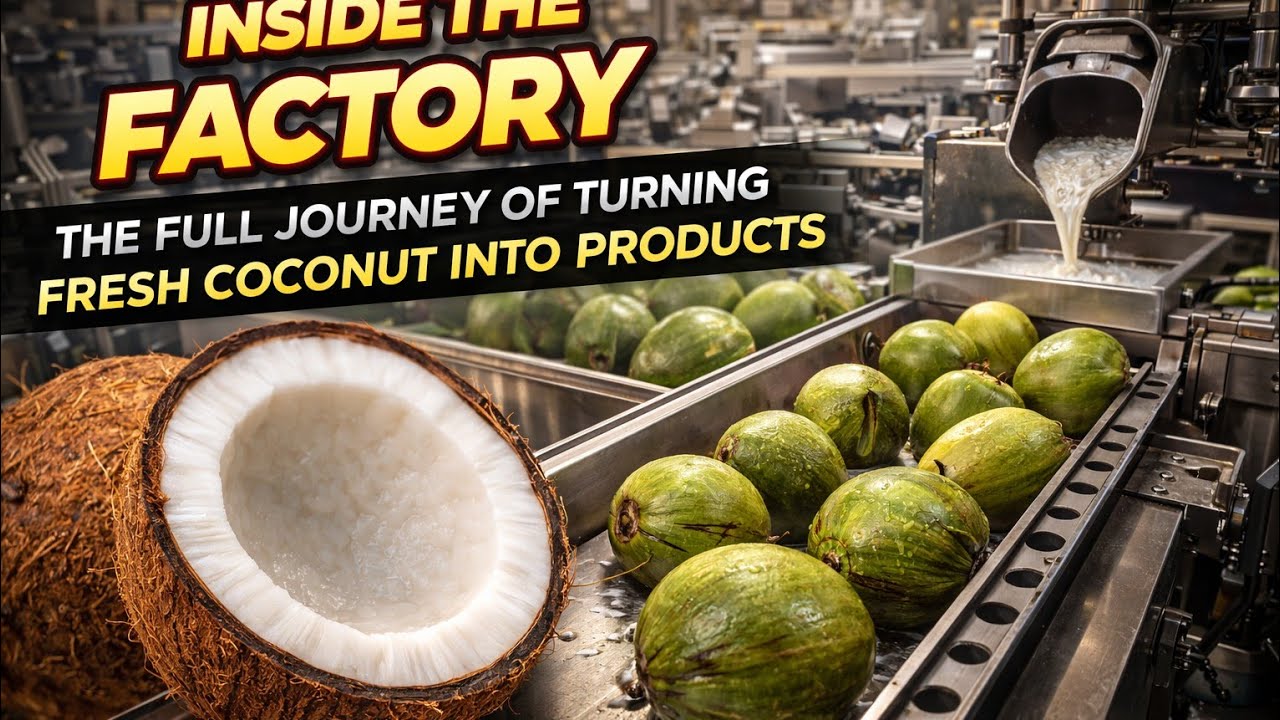 Inside a Coconut Factory | From Fresh Coconut to Final Products