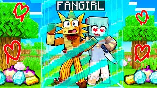 LOCKED on ONE BLOCK With CRAZY FAN GIRL! in Minecraft