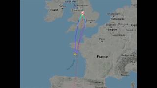 The path flights took as they were forced to turn around mid air