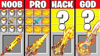 Minecraft Battle: SUPER LAVA SWORD CRAFTING CHALLENGE - NOOB vs PRO vs HACKER vs GOD Funny Animation