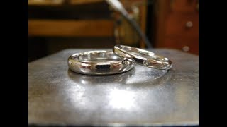 結婚指輪 誕生石入り 【シンプルな甲丸リング】 メンズ3.5mm　レディース2.3mm