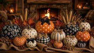 Autumn Pumpkin Screensaver 🎃🍂 | Decorative Pumpkins & Cozy Fall Fireplace Ambience
