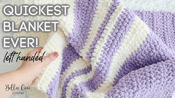 LEFT HANDED CROCHET | FAST AND EASY BLANKET | BEGINNER FRIENDLY | Bella Coco Crochet