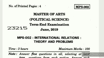 MPS 002 International relations theory and problems question paper june 2019