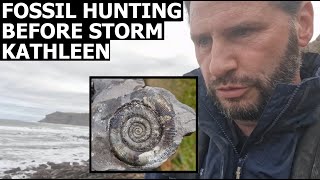 #fossilhunting before STORM KATHLEEN #whitby YORKSHIRE COAST #fossilhunter finding #ammonite fossils