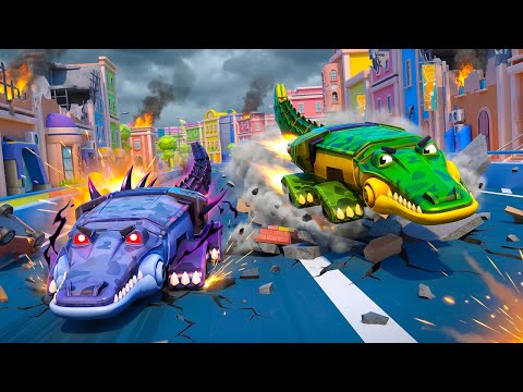 Crocodile Car VS. Evil Twin | Who Will Win? | Construction Trucks for Kids