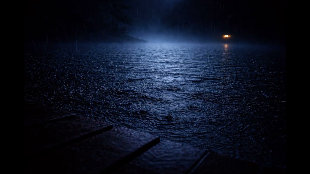Heavy Rain on a Dark Lake 🌧️ Cozy Cabin Storm Sounds for Deep Sleep