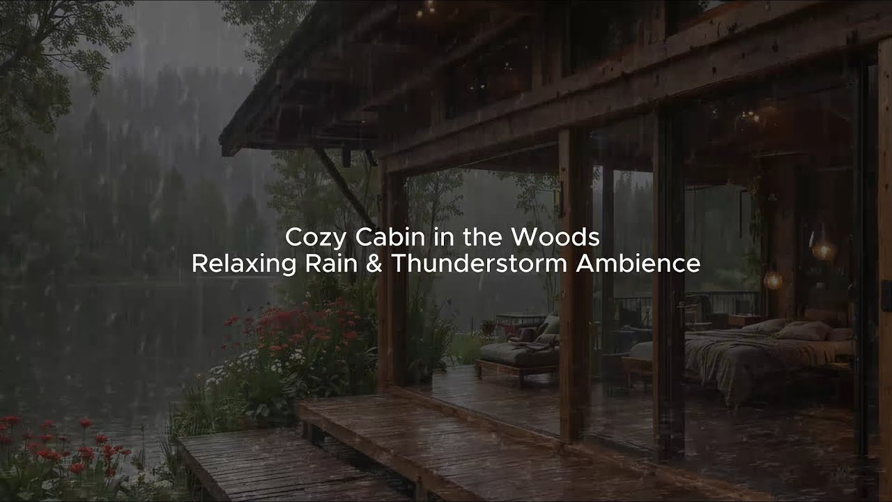 Cozy Cabin in the Woods | Relaxing Rain & Thunderstorm Ambience - YouTube