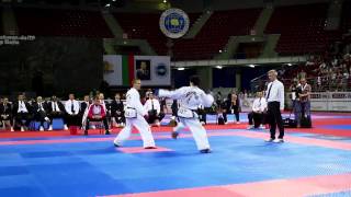 : Evgeny Otsimik (Rus) v Ri Chung Il (DPRK). -57kg Male Sparring Final. ITF World Championships 2013