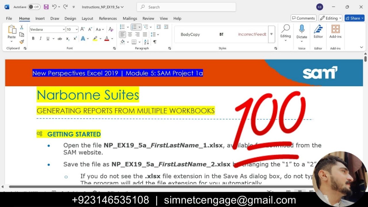 New Perspectives Excel 2019 | Module 5: SAM Project 1a 